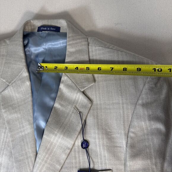 ALAN FLUSSER Beige Subtle Plaid Silk Wool Blazer Jacket Sports Coat Men’s 44L - Picture 13 of 16